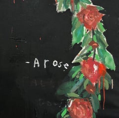 JUSTIN LYONS "Rise Arose" a wreath of roses with butterfly mixed media painting
