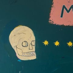 JUSTIN LYONS "Transform the Norm" contemporary painting of skull and butterfly