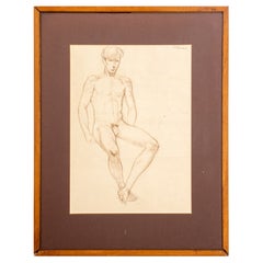 Used Justin M. O'Brien Figure Study Ink on Paper