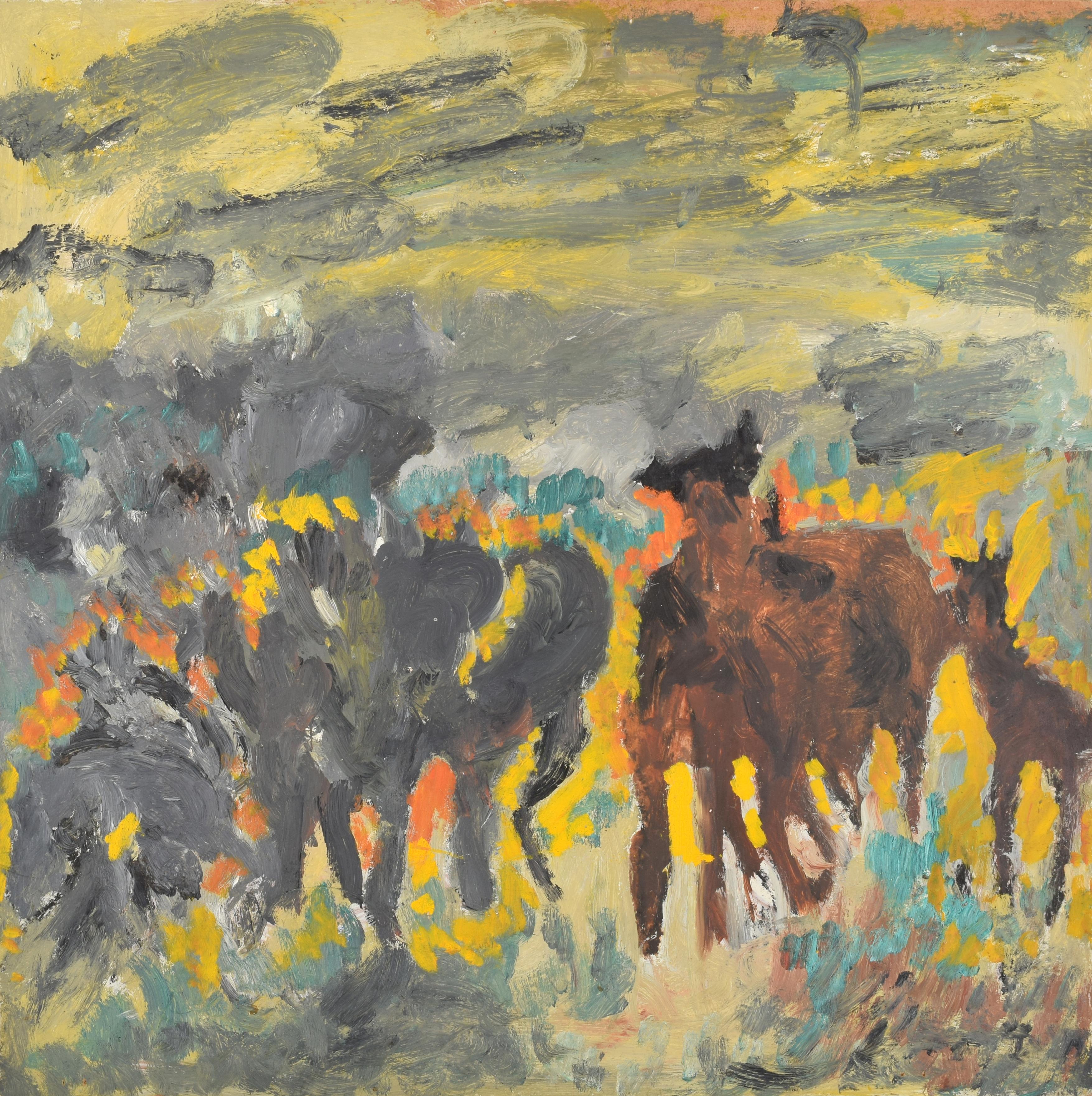 Justin McCarthy Pintura "Caballos", Artista Outsider