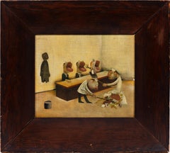 American Modernist "Chow Line" Ashcan School Rare California Surreal Painting