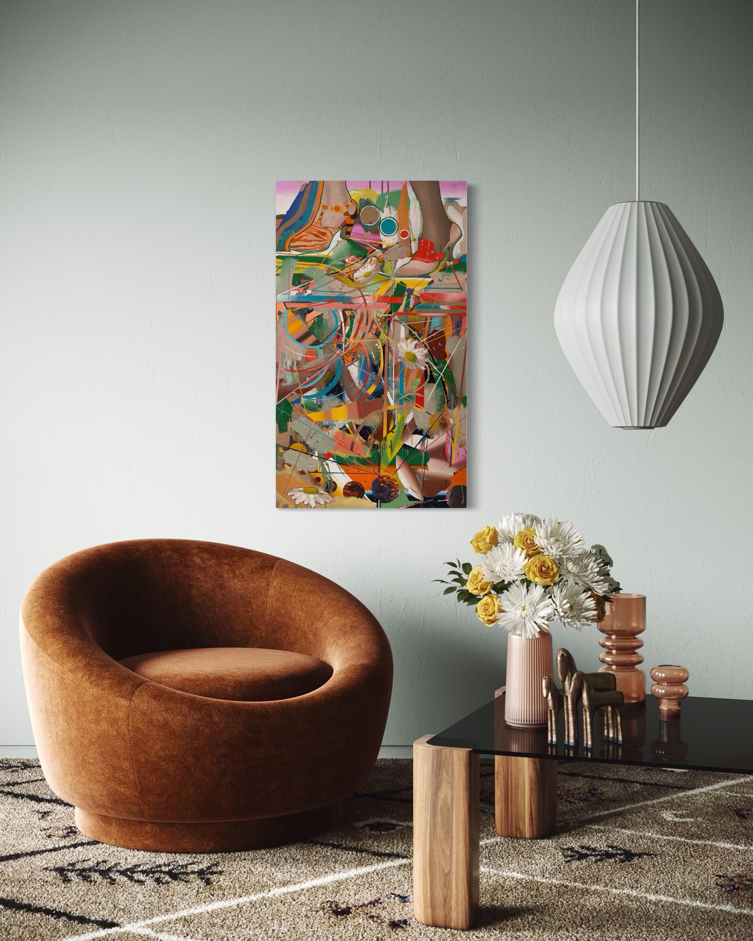 The Best of All Possible Worlds - Beige Abstract Painting by Justin Price