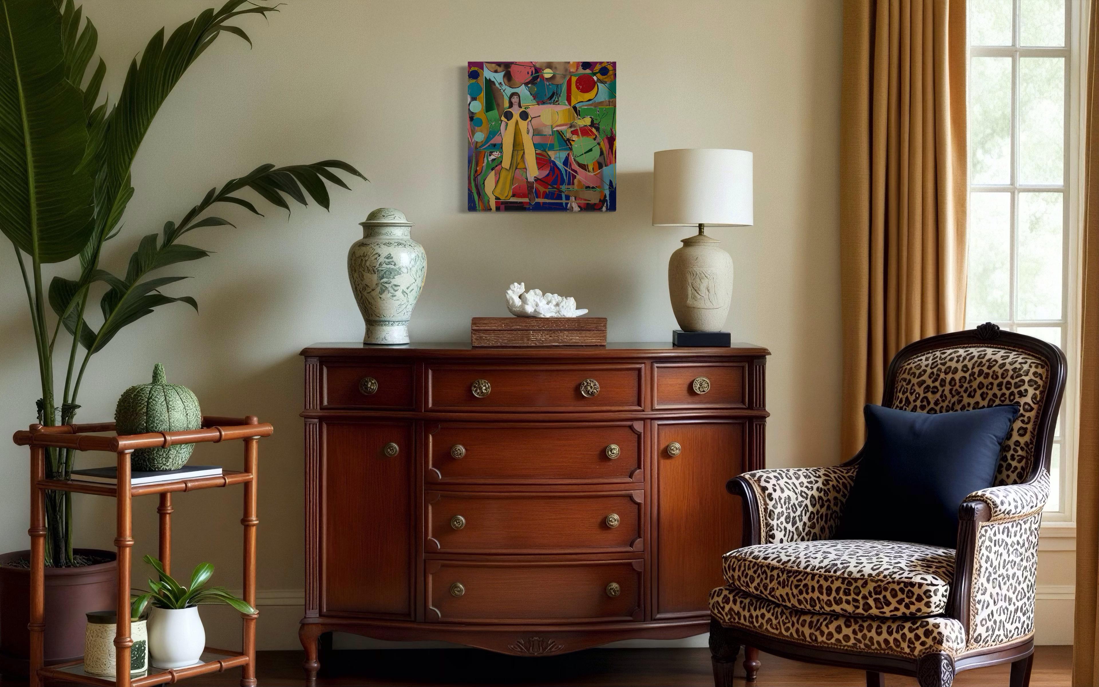 Wearing Rick Owens in West Hollywood - Beige Abstract Painting by Justin Price