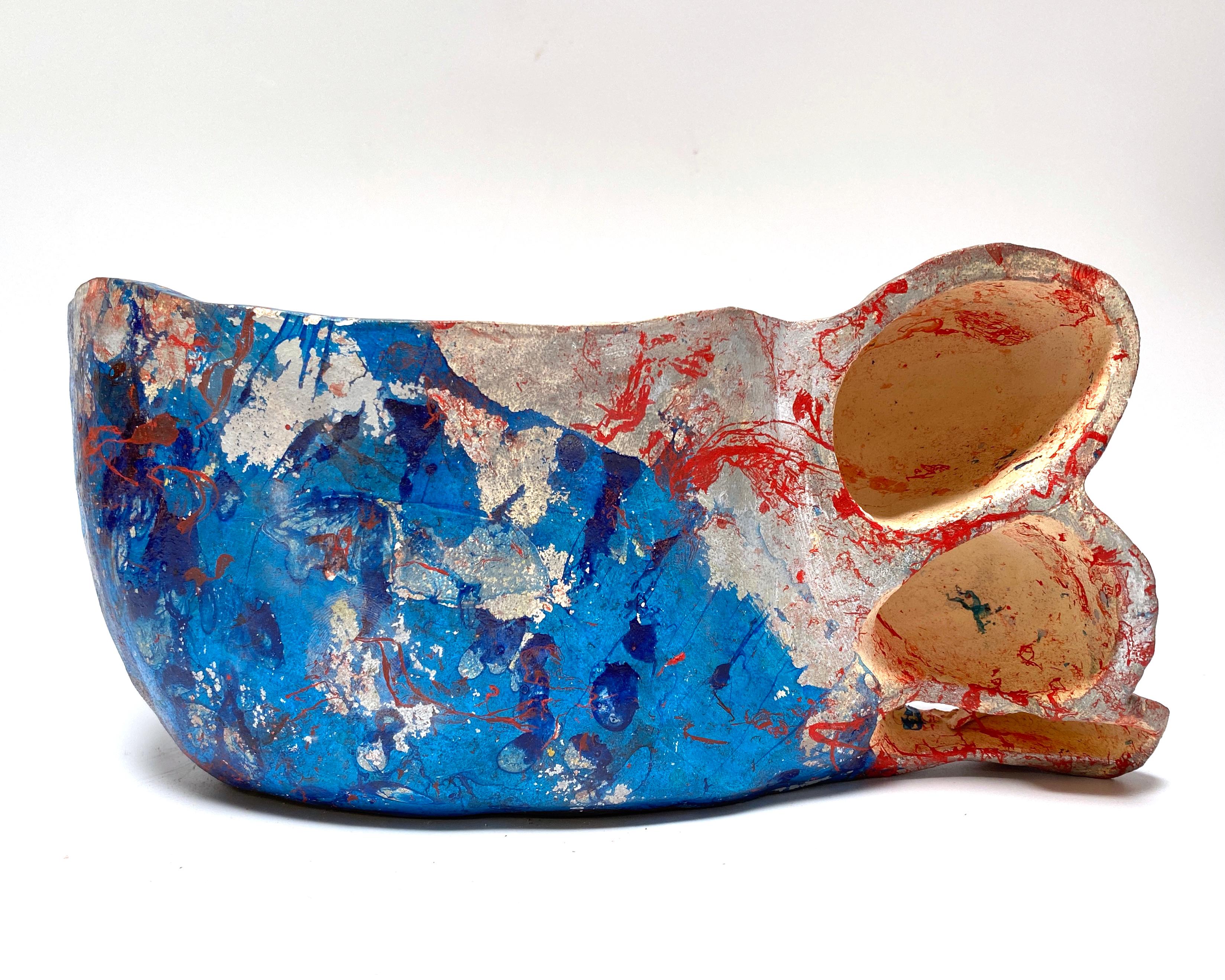 Justin Siegel, Sans titre (argent, rouge et bleu), Céramique, 2021 - Sculpture de Justin Siegel 