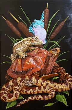 Menagerie (2022) de Justin Suarez / Aerosol Kingdom, lézard, grenouille, serpent, tortue