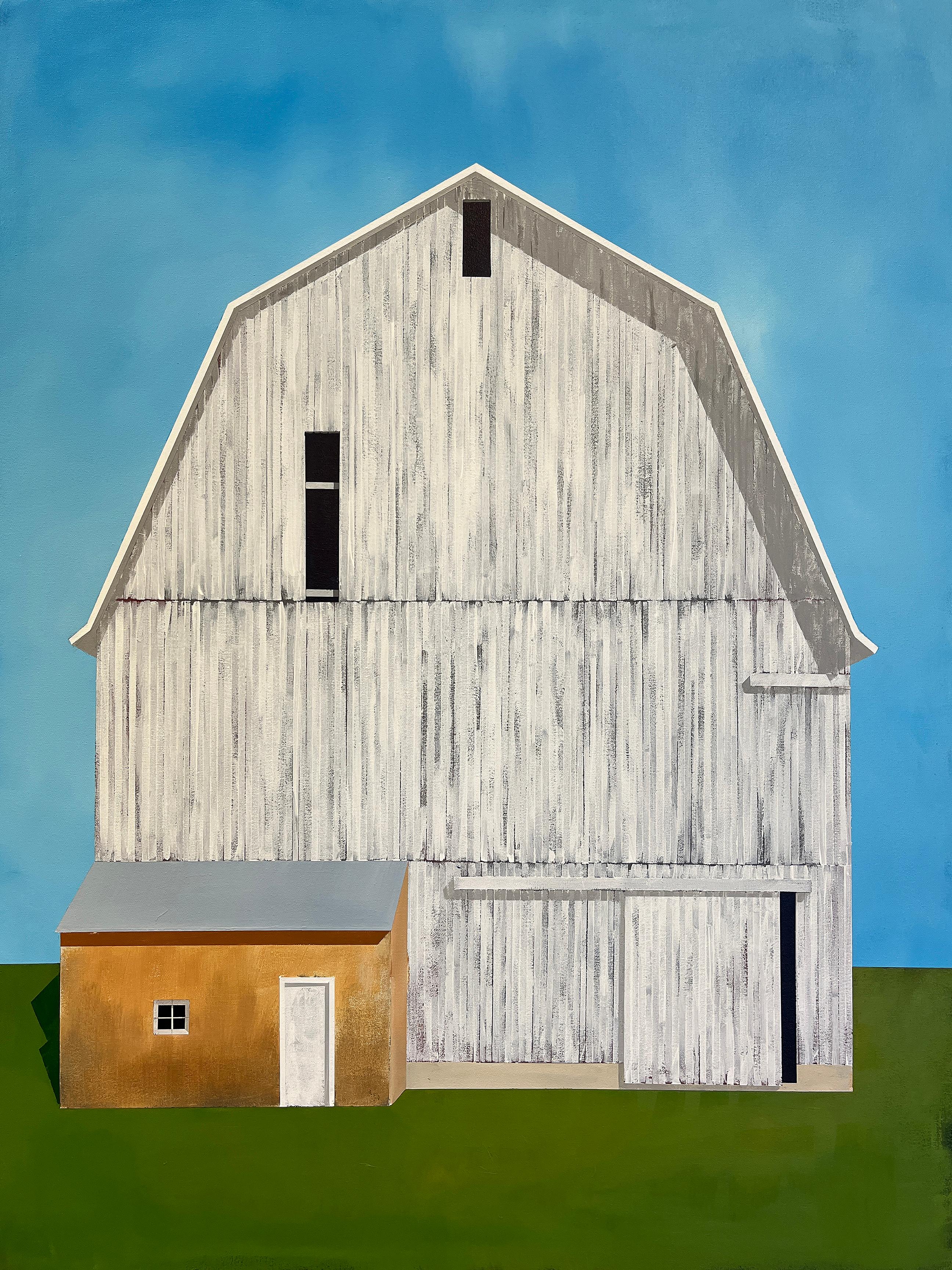 Justin Wheatley Landscape Painting - "Fruita Barn" Acrylic Painting