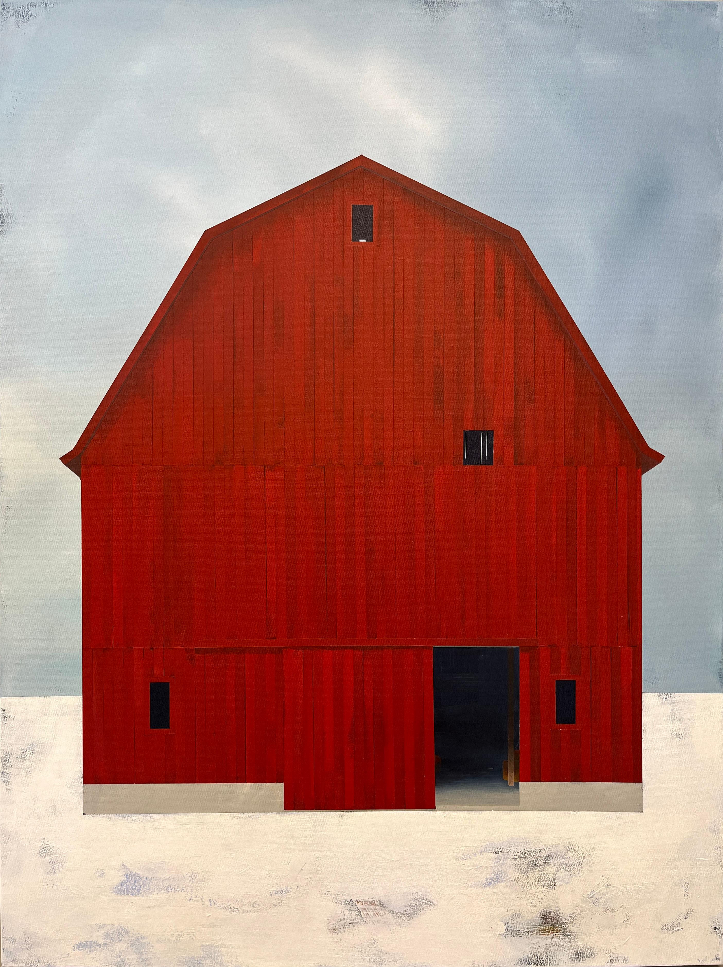 "Midwinter" - Contemporary Acrylic Barn Painting on Canvas