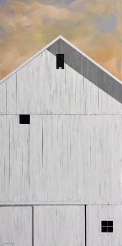 "Summer Sunrise" - Contemporary Acrylic Barn Painting on Canvas