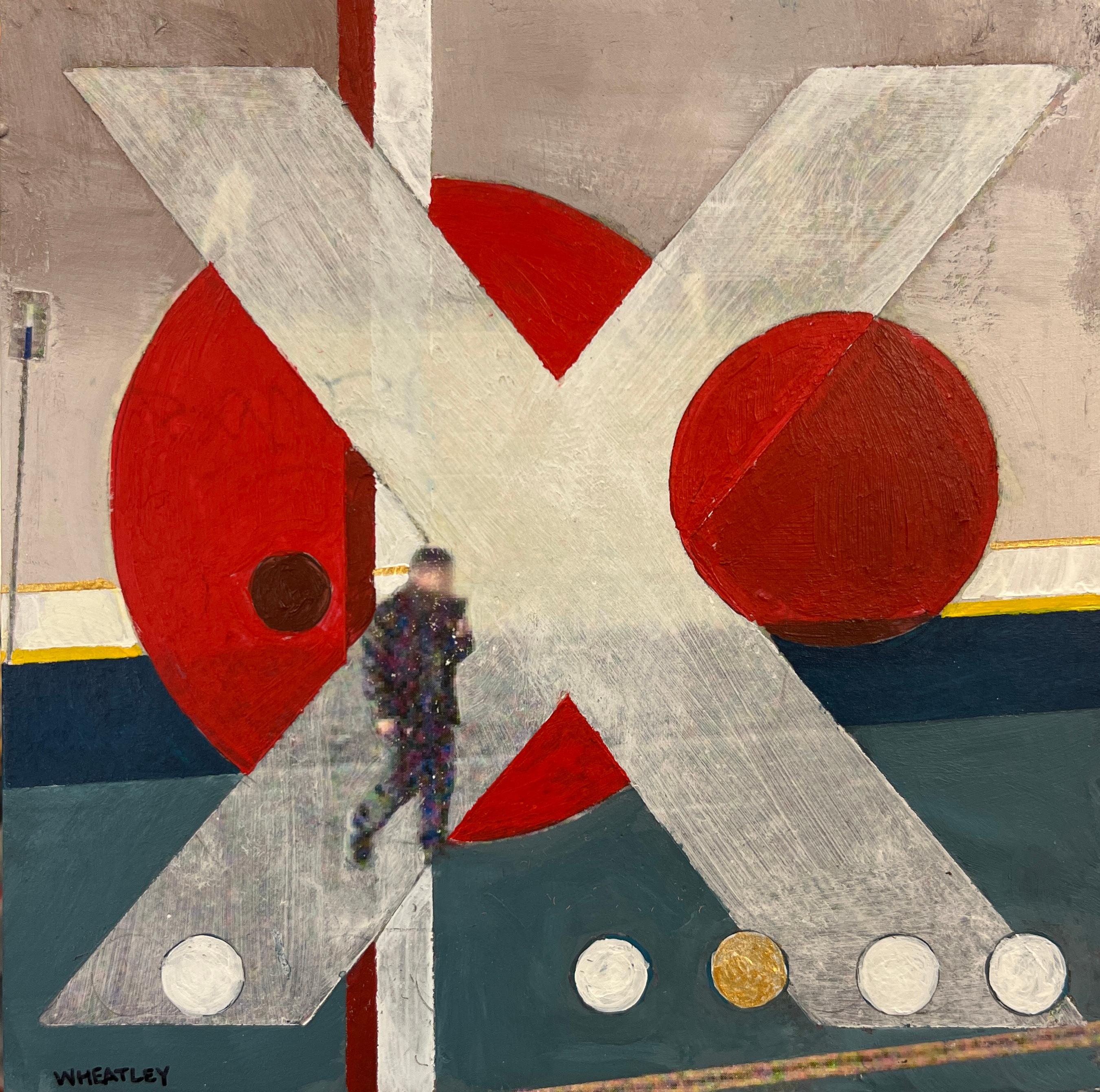 Justin Wheatley Abstract Painting – "The Walk" (2022), Abstraktes Originalgemälde in Mischtechnik auf Platte