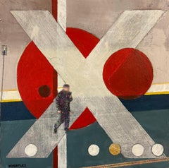 "La Passeggiata" (2022), Pittura astratta contemporanea su pannello con tecnica mista