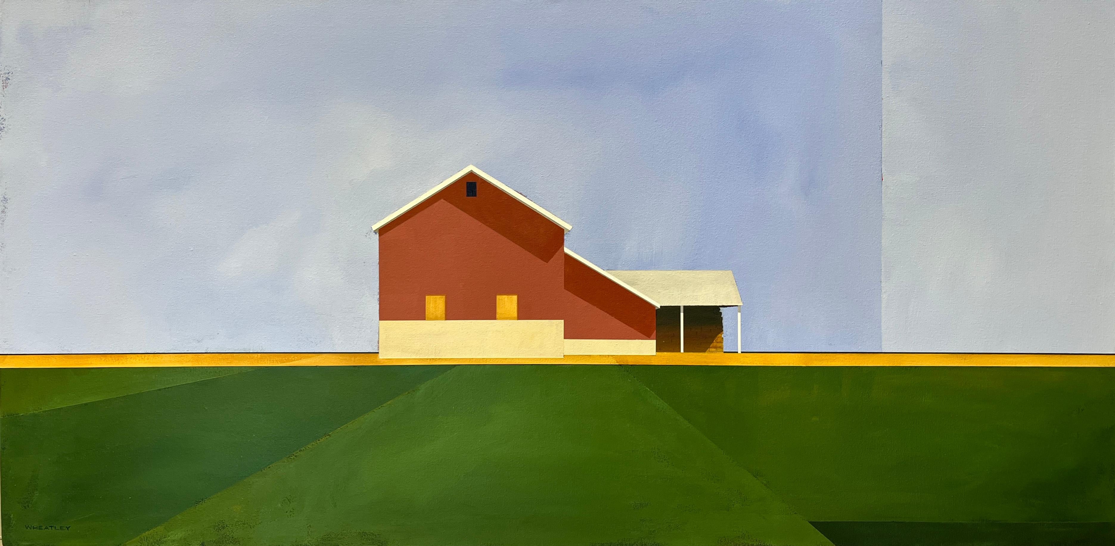Justin Wheatley Still-Life Painting - "Wide Open Sky" - Contemporary Acrylic Barn Painting on Canvas