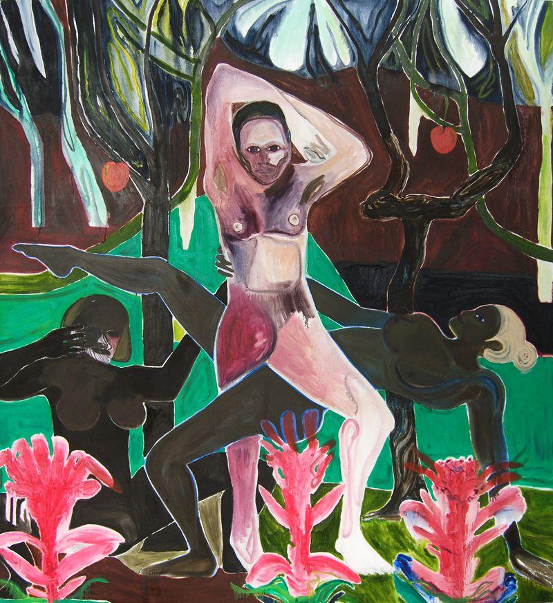 Justin Williams Figurative Painting - Apple Orchard Orgy