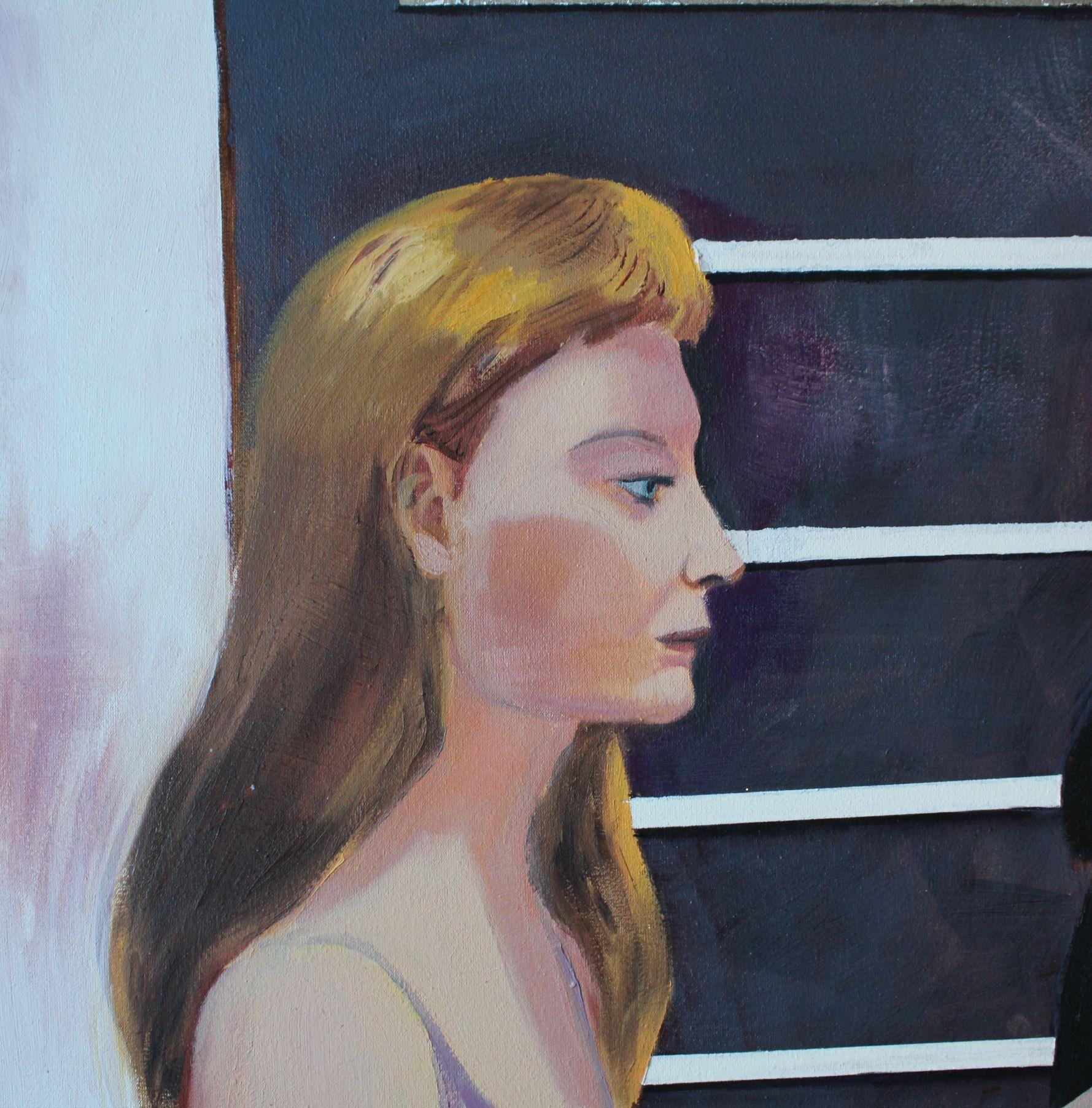 Nicht weinen, Sonnenschein, Gott tut etwas anderes. Leinwand/Öl, 80x60 cm (Schwarz), Figurative Painting, von Justine Plankaja