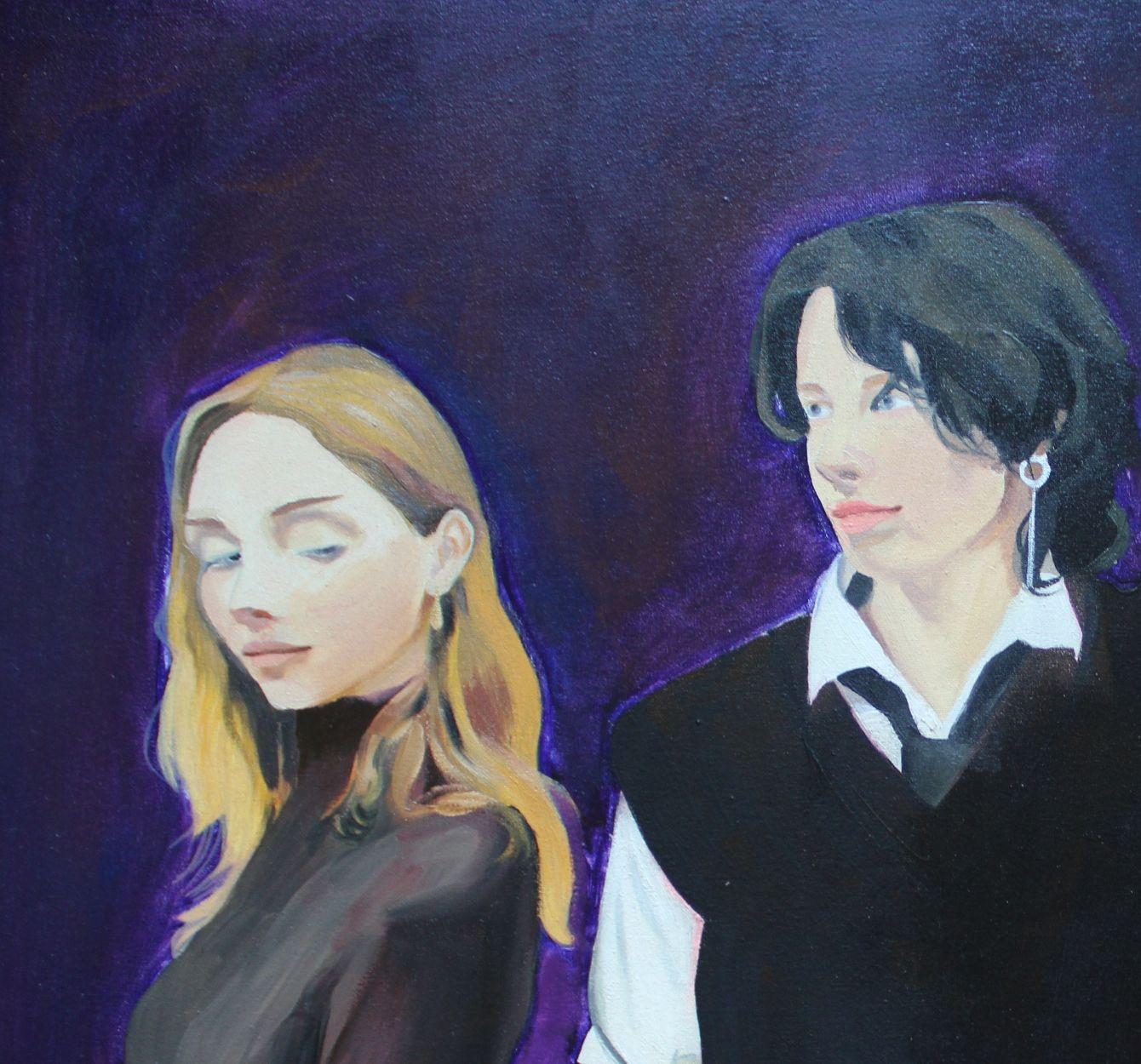 Studie Freunde. 2025, Leinwand/Öl, 60x80 cm – Painting von Justine Plankaja