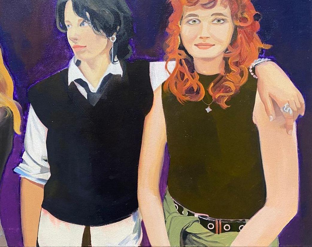 Studie Freunde. 2025, Leinwand/Öl, 60x80 cm (Schwarz), Figurative Painting, von Justine Plankaja