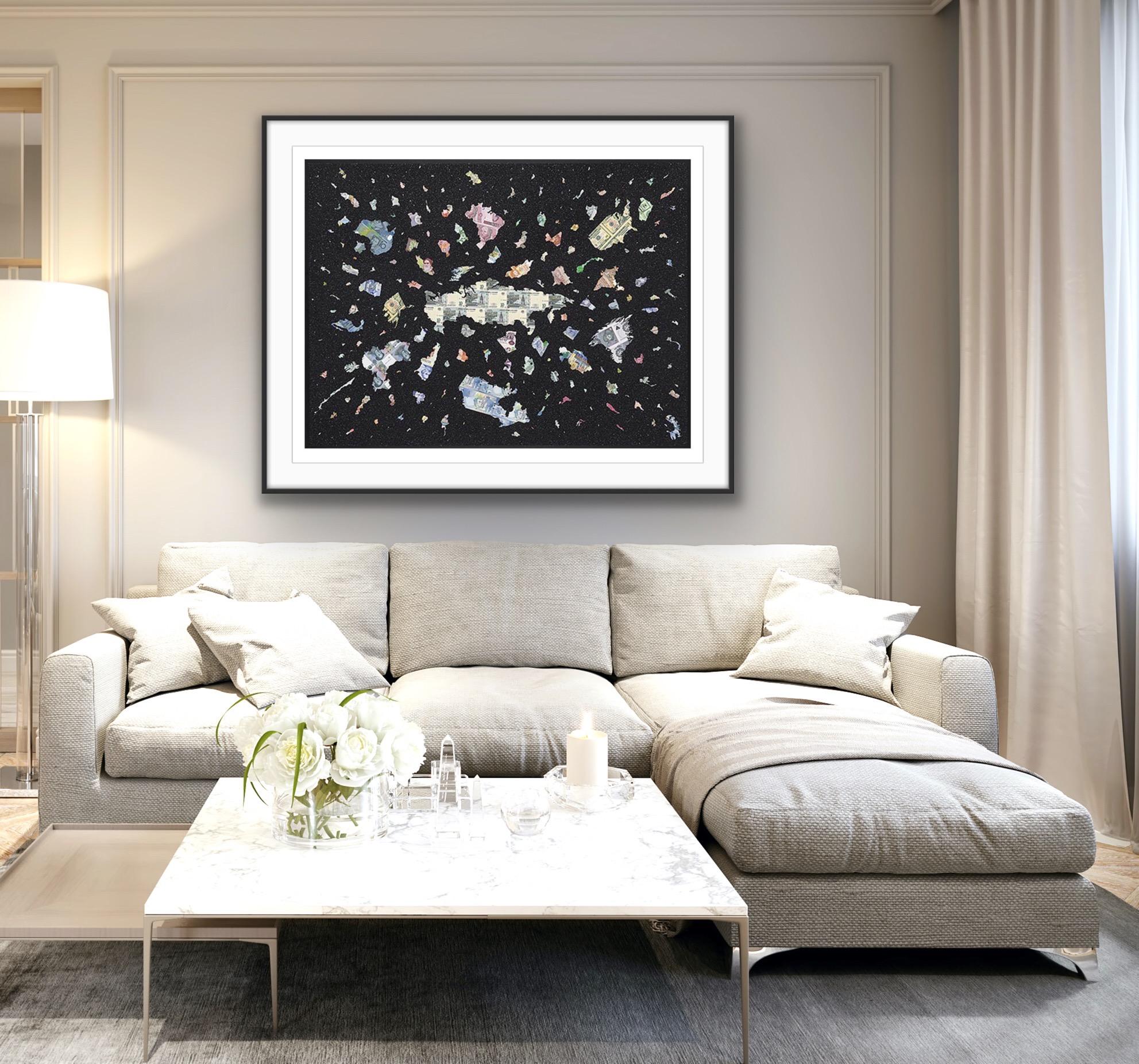 A Bigger Bang Black Diamond Dust, Contemporary Pop Art Astrological Map Art - Print by Justine Smith