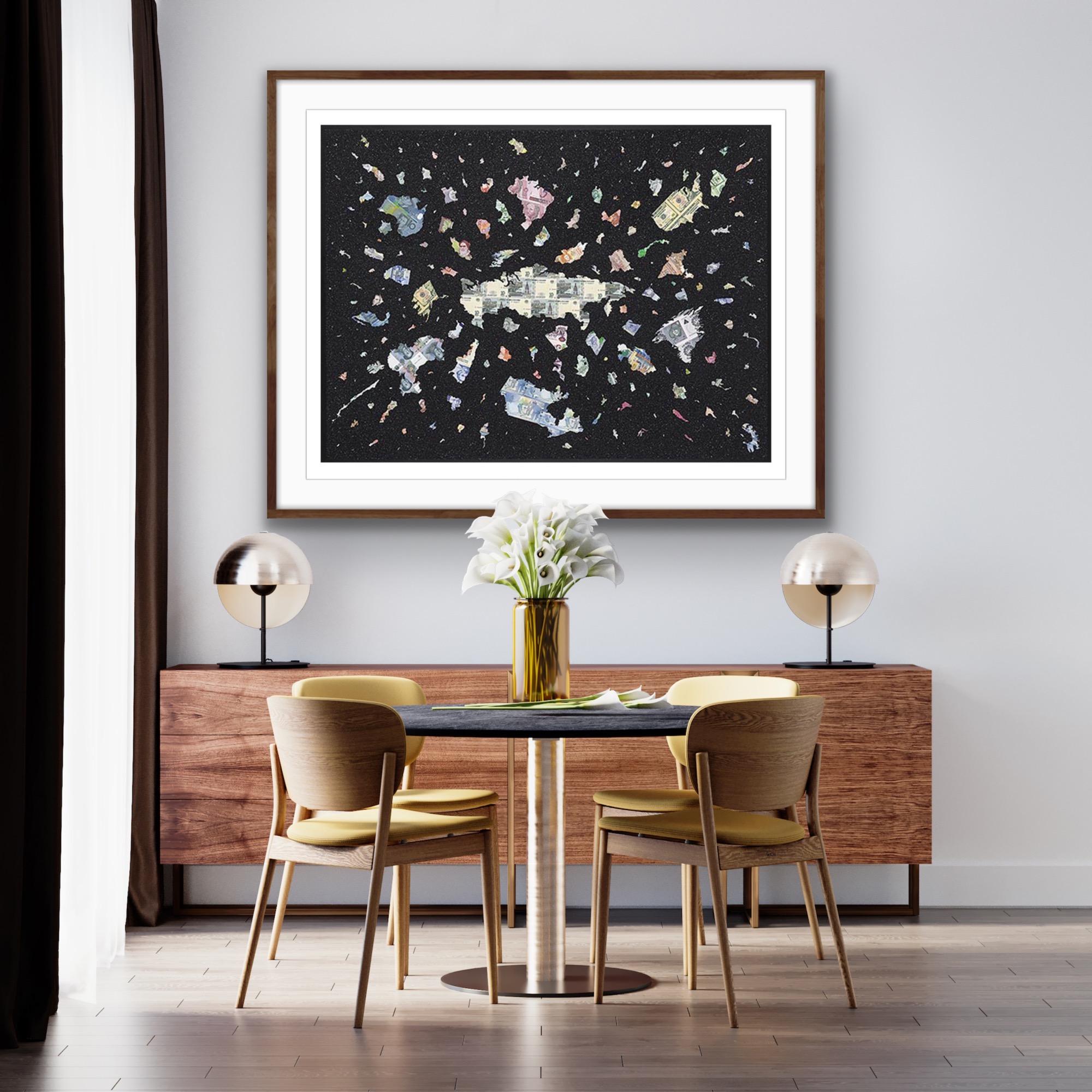 A Bigger Bang Black Diamond Dust, Contemporary Pop Art Astrological Map Art For Sale 1