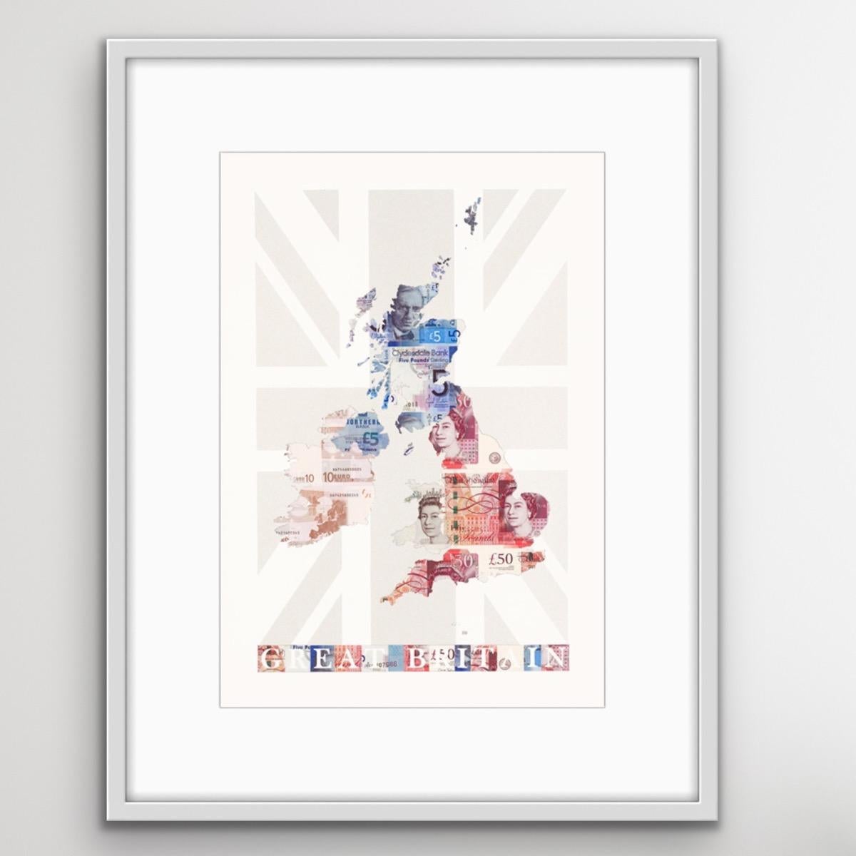 Great Britain, Geldkarte Kunst, Kartenkunst, Finanzkunst, britische Kunstwerke (Zeitgenössisch), Print, von Justine Smith