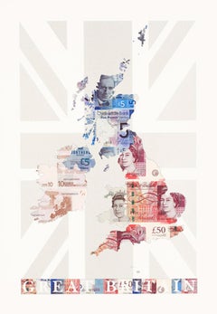 Great Britain, Money Map Art, Map Art, Finance Artwork, Great British Artwork