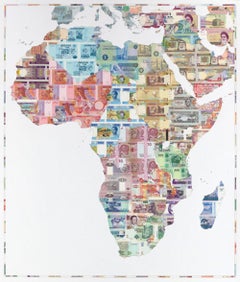 Used Money Map of Africa, limited edition artwork, affordable art