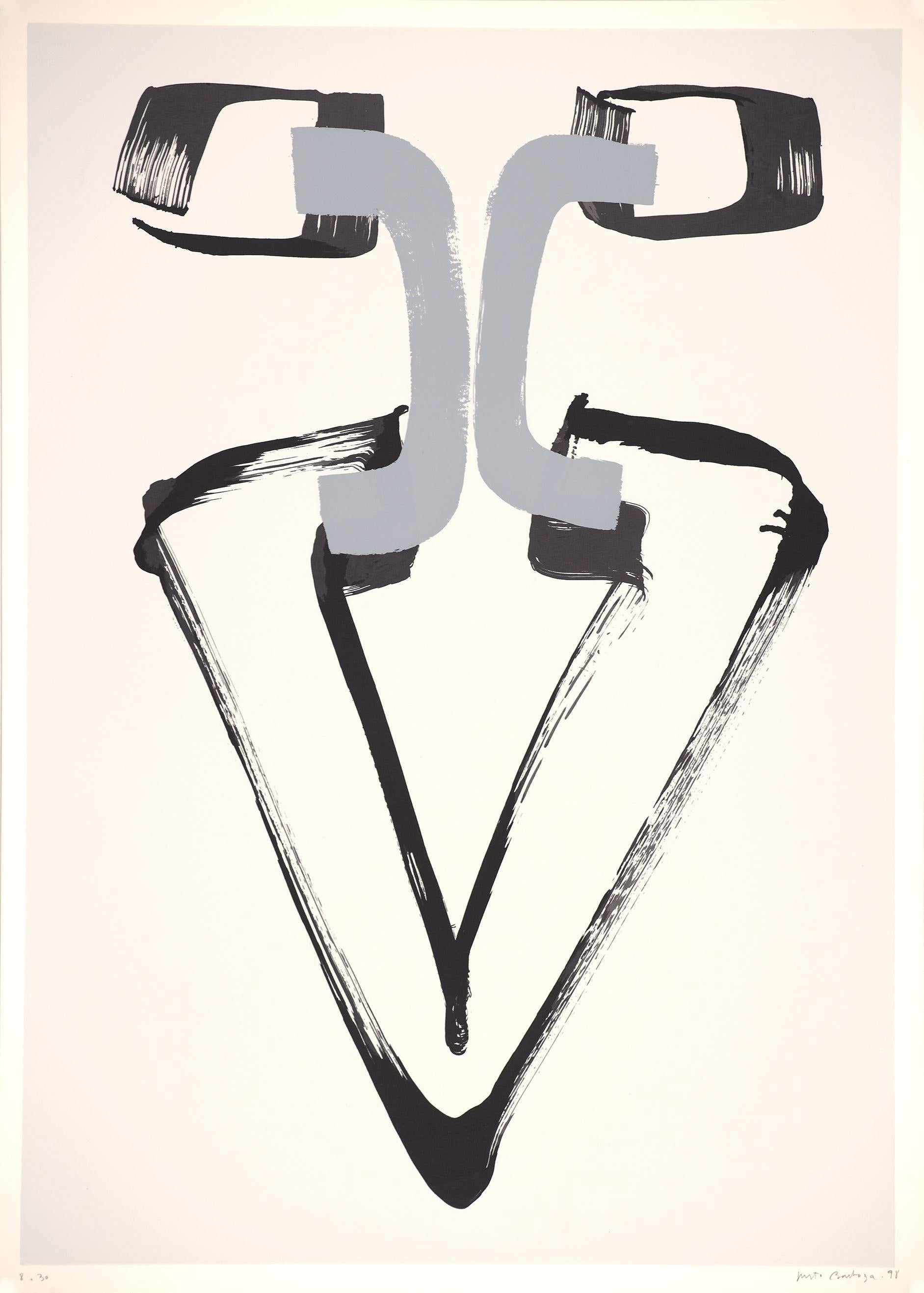 Justo Barboza Abstract Print – Argentinischer signierter Original-Kunstdruck in limitierter Auflage aus Siebdruck 27x19 in. n6