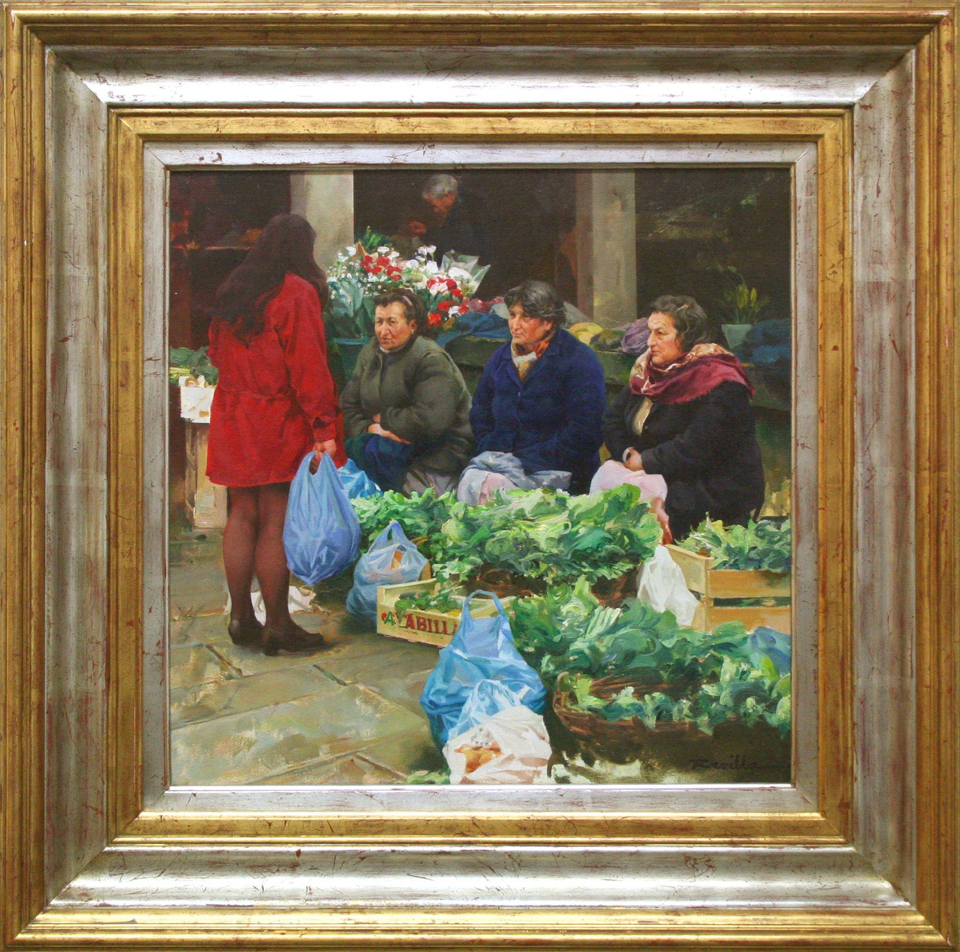 Justo Revilla Landscape Painting - Cabbage Vendors
