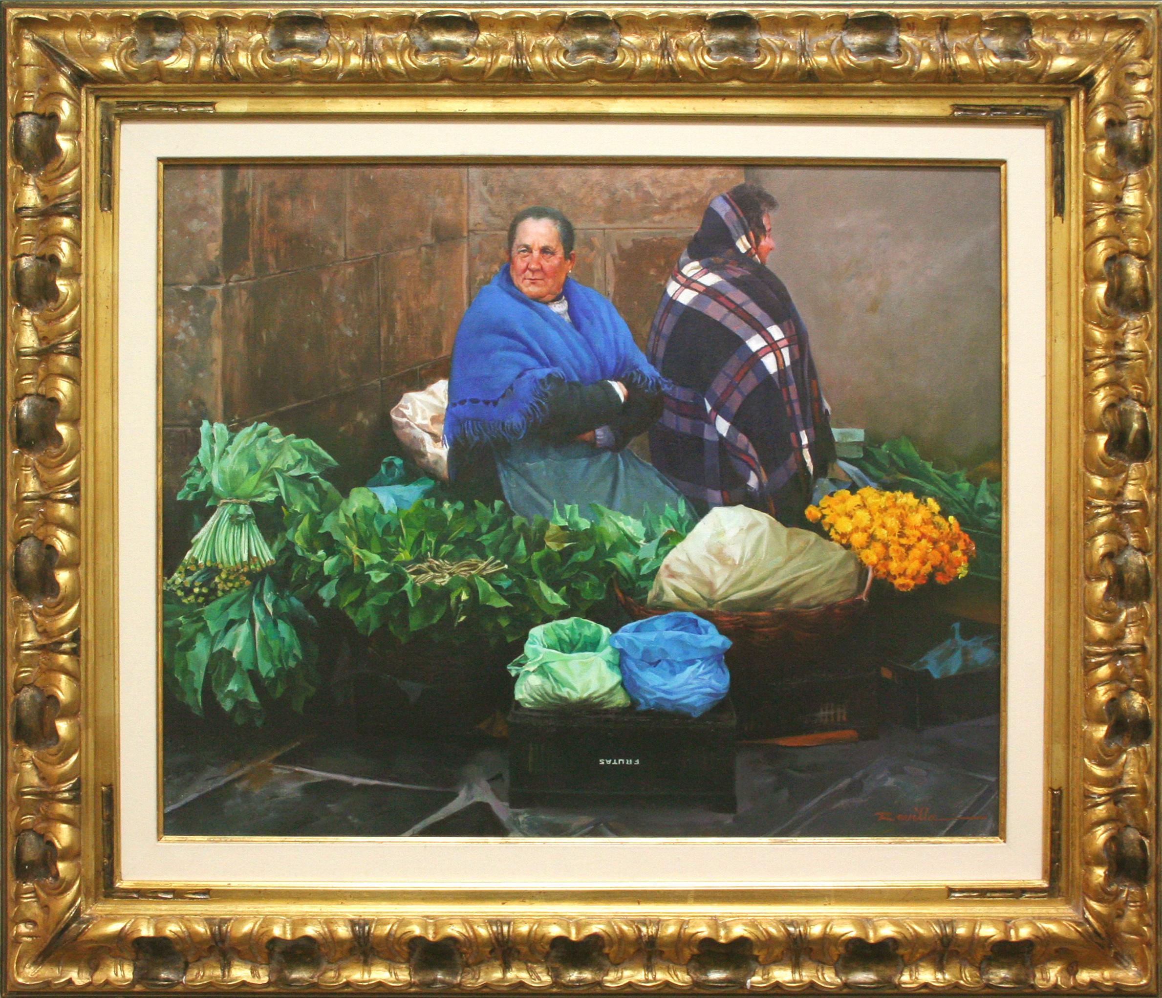 Justo Revilla Figurative Painting - Woman In Market Setting