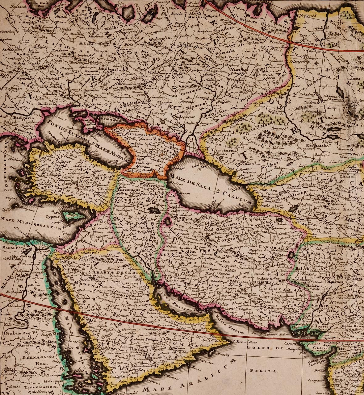 Asia Declineatio: Eine handkolorierte Karte von Asien aus dem 17. Jahrhundert von Justus Danckerts im Angebot 4