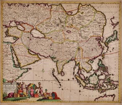 Asia Declineatio: A 17th Century Hand-colored Map of Asia by Justus Danckerts