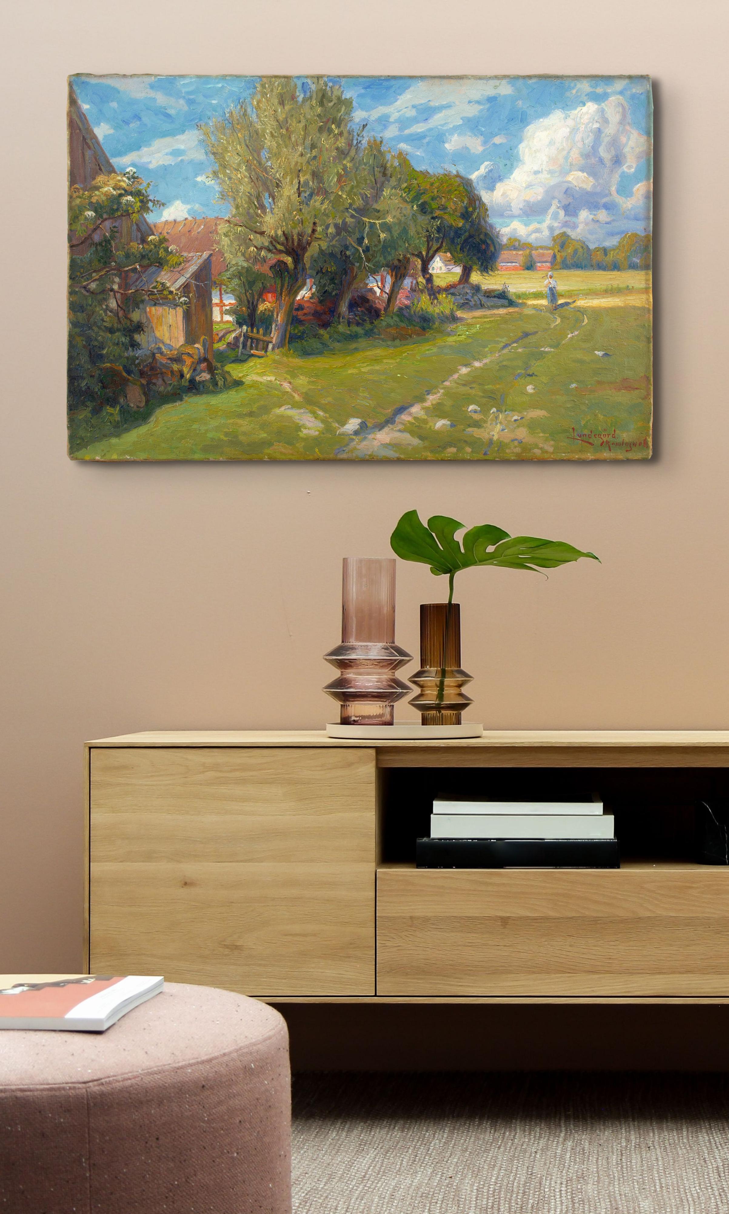 Justus Lundegård - Justus Lundegård, Landscape With Farm, Oil Painting ...