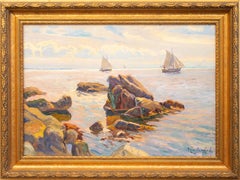 Sailboats in the Swedish Archipelago Painting by Justus Lundegård, Oil on Canvas
