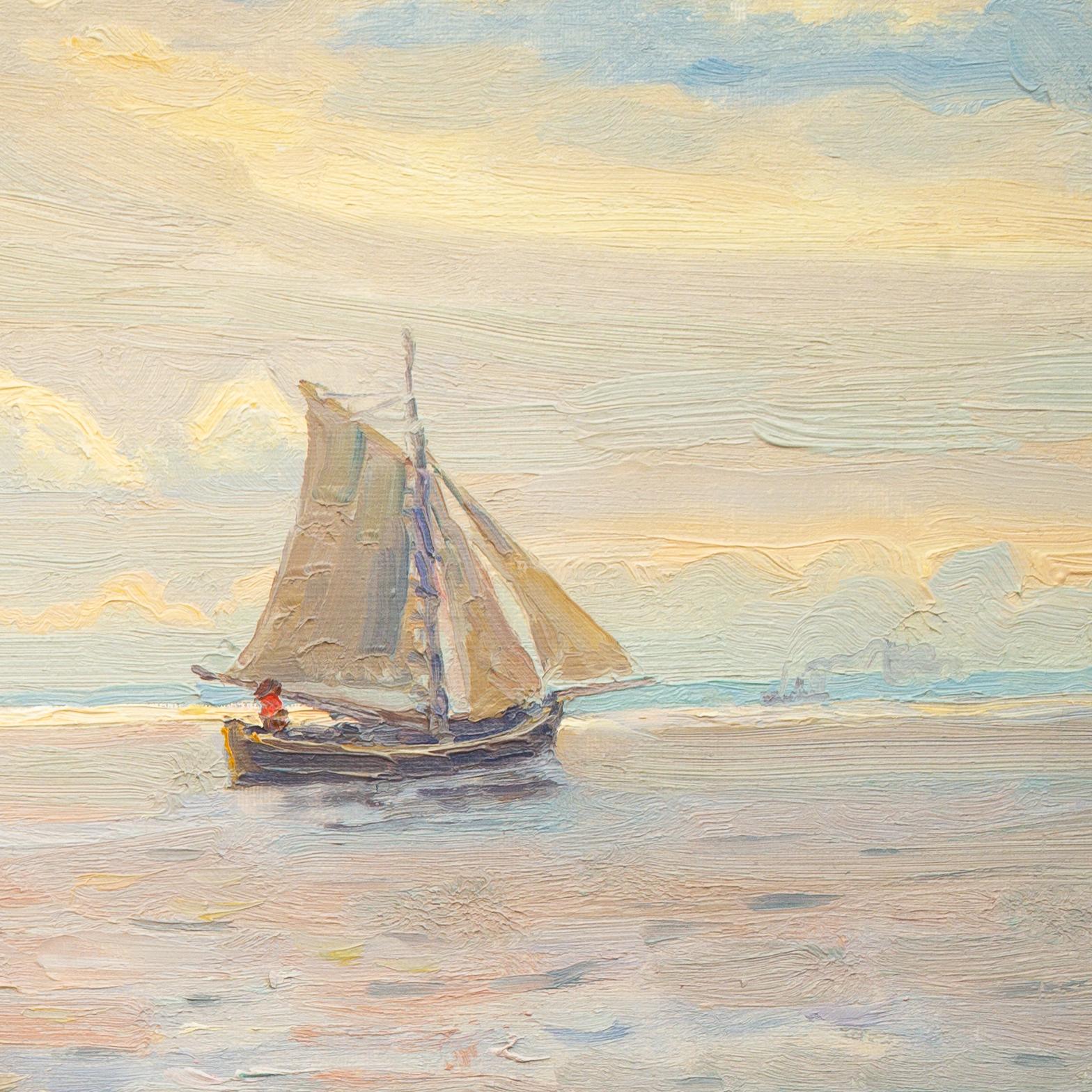 Segelboote im schwedischen Archipelago-Gemälde von Justus Lundegrd, Öl auf Leinwand (Impressionismus), Painting, von Justus Lundegård