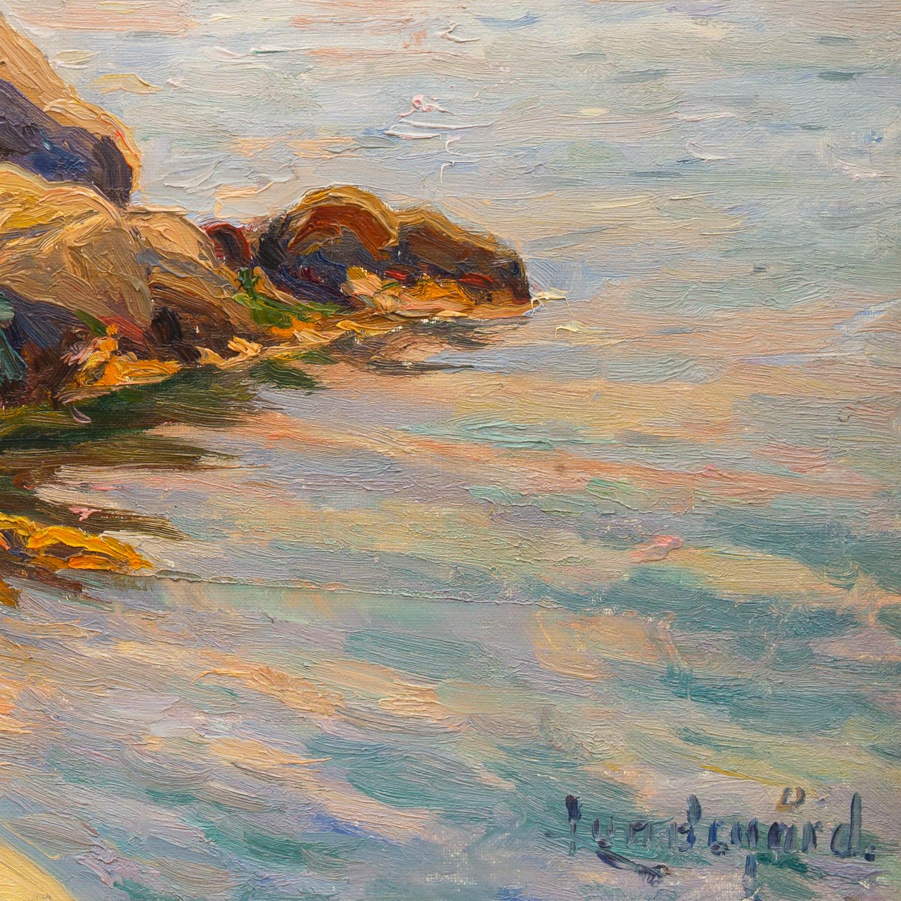 Segelboote im schwedischen Archipelago-Gemälde von Justus Lundegrd, Öl auf Leinwand (Beige), Landscape Painting, von Justus Lundegård