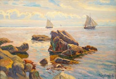 Sailboats in the Swedish Archipelago Painting by Justus Lundegård, Oil on Canvas