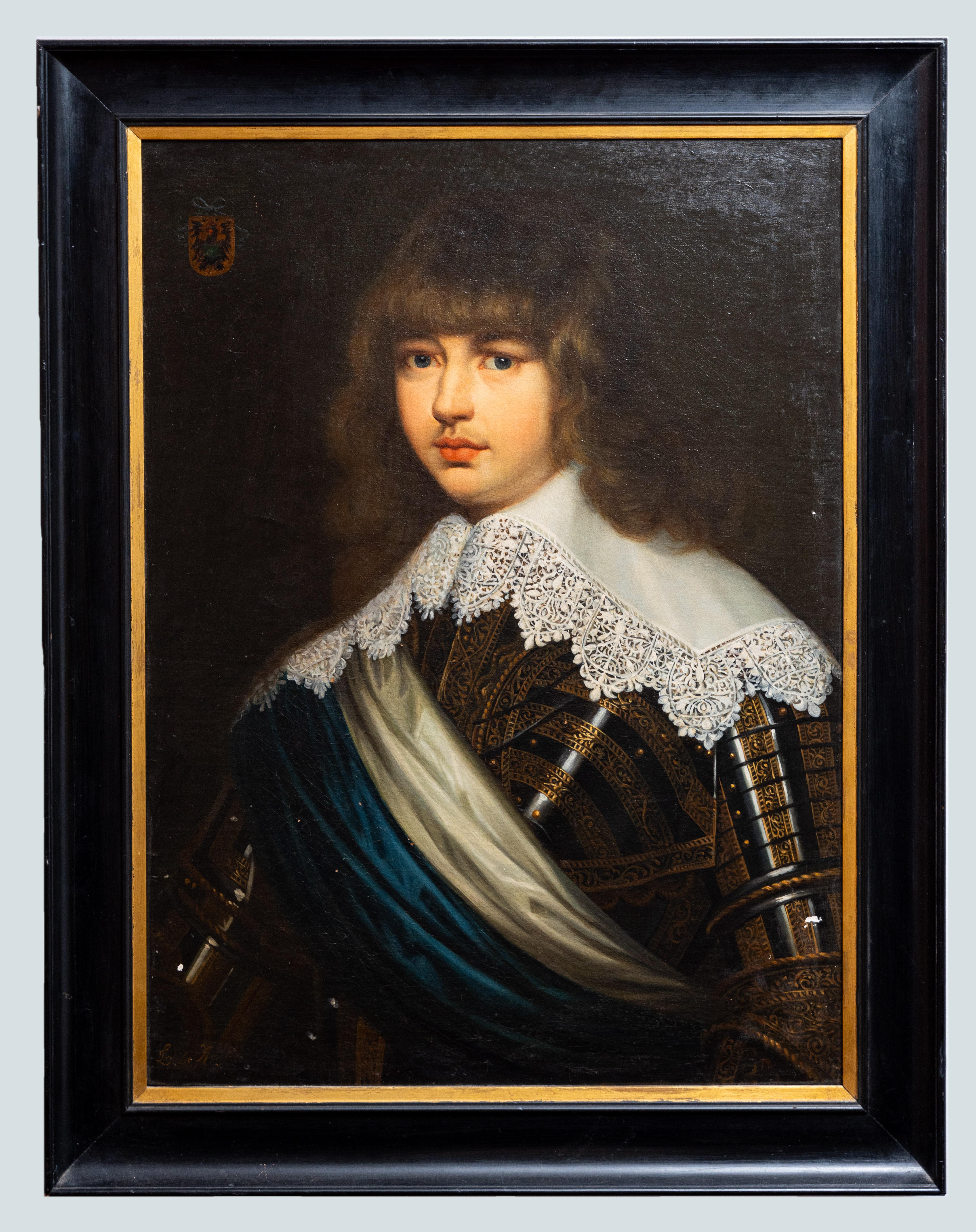 Portrait Painting di Justus Sustermans - Principe Valdemar Cristiano di Schleswig-holstein di Danimarca, firmato L de Moni