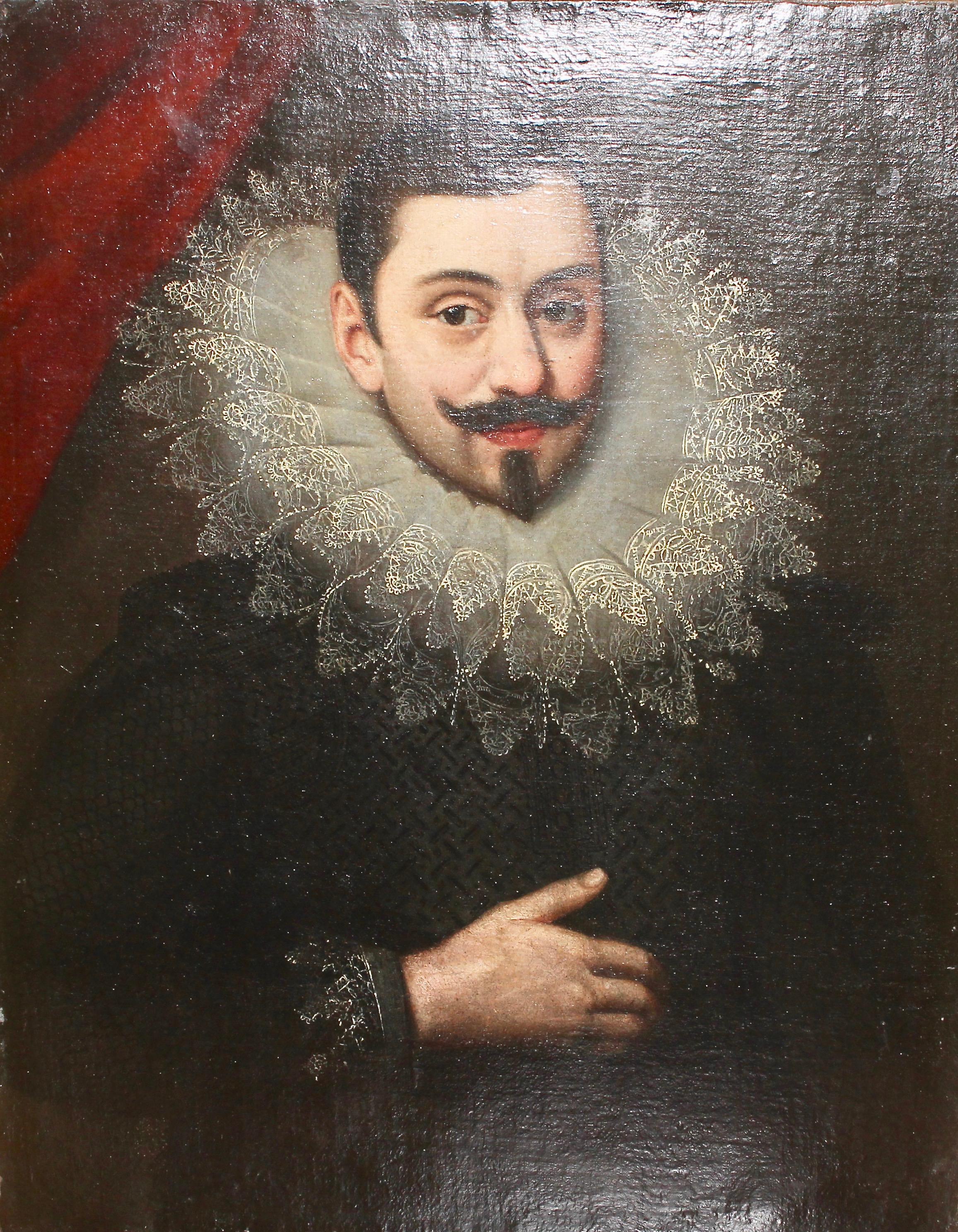 Ancienne peinture baroque flamande, 17ème siècle Portrait 