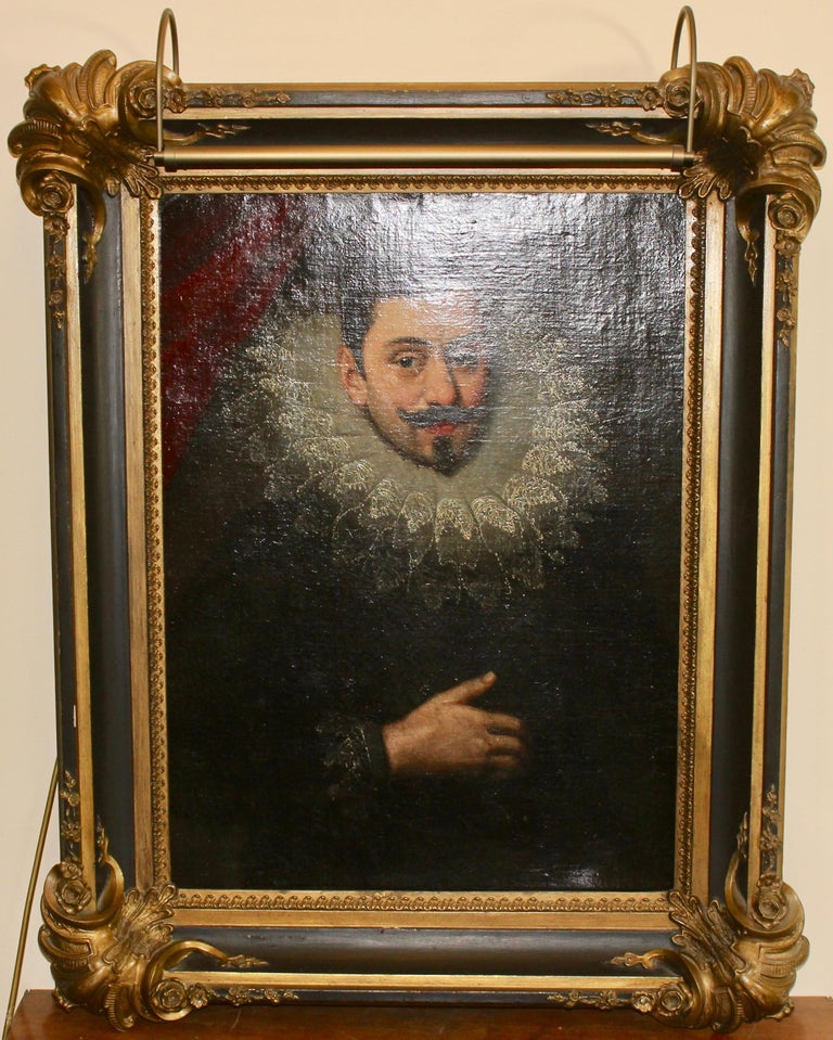 Antique Flemish Baroque painting, 17th Century Portrait 