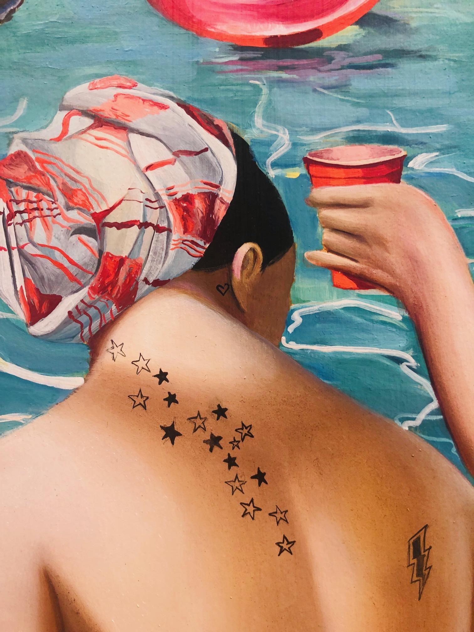 Fontaine de la jeunesse : / peinture contemporaine à l'huile et à la feuille d'or emblématique - Contemporain Painting par Justyna Kisielewicz