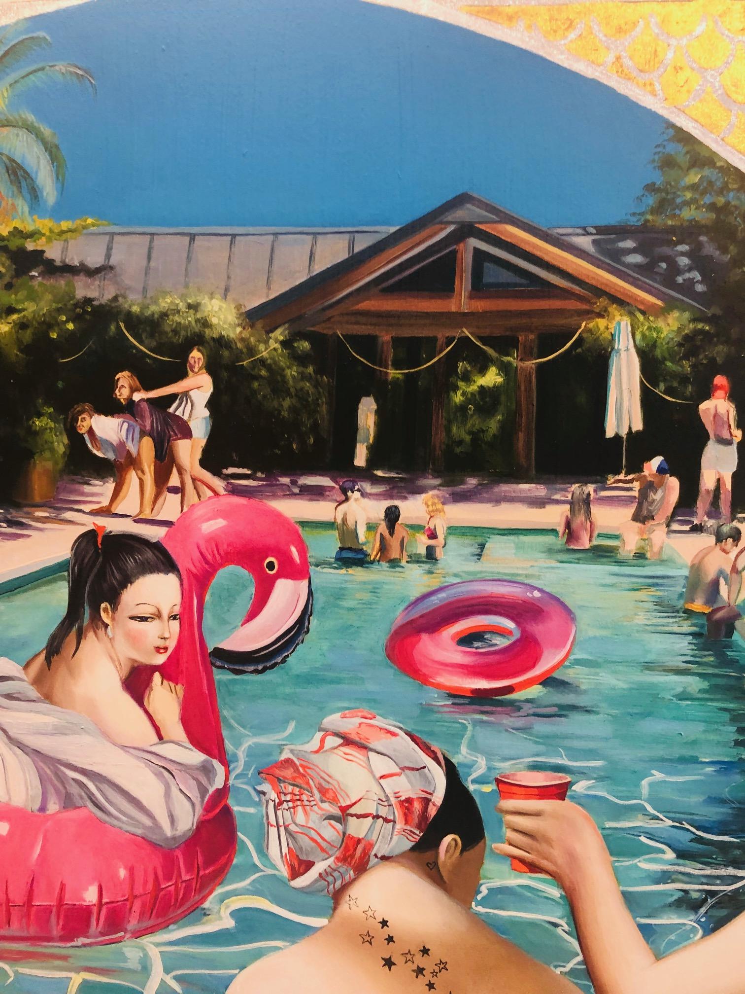 Fontaine de la jeunesse : / peinture contemporaine à l'huile et à la feuille d'or emblématique 1