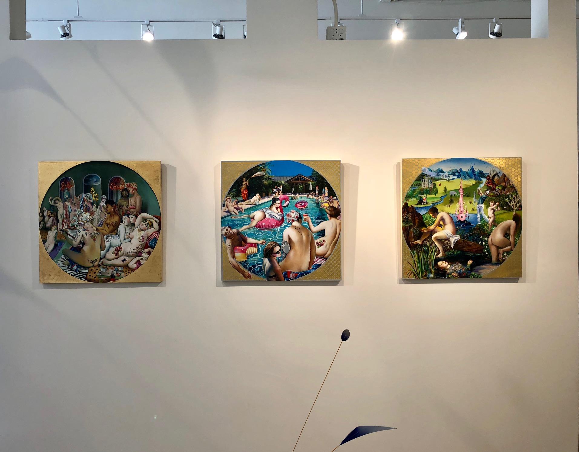 The Rascals / oil and gold leaf on panel - Contemporary Painting by Justyna Kisielewicz