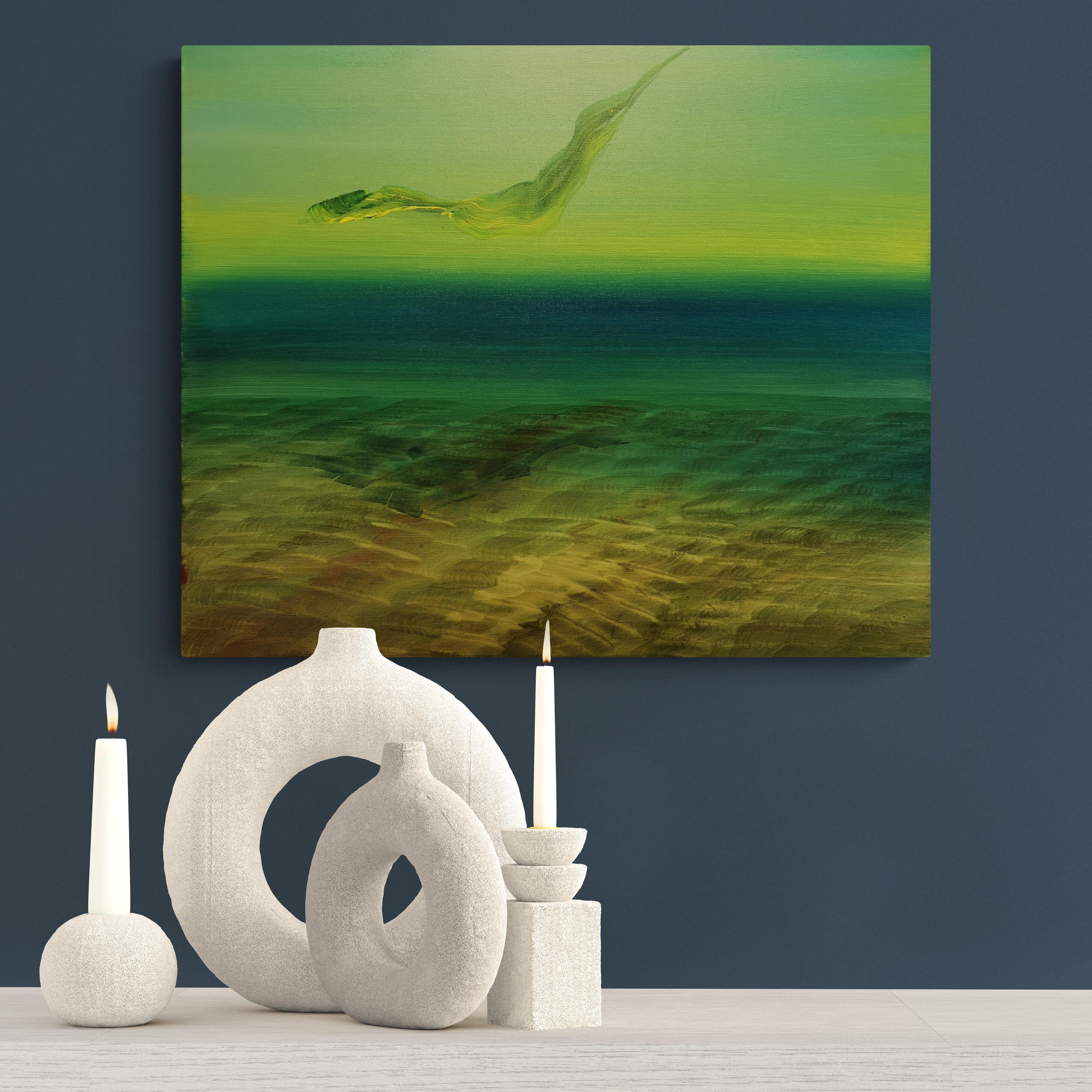 Flying - Contemporary Expressionism, Underwater, Water, Modern Sea Landscape  For Sale 1