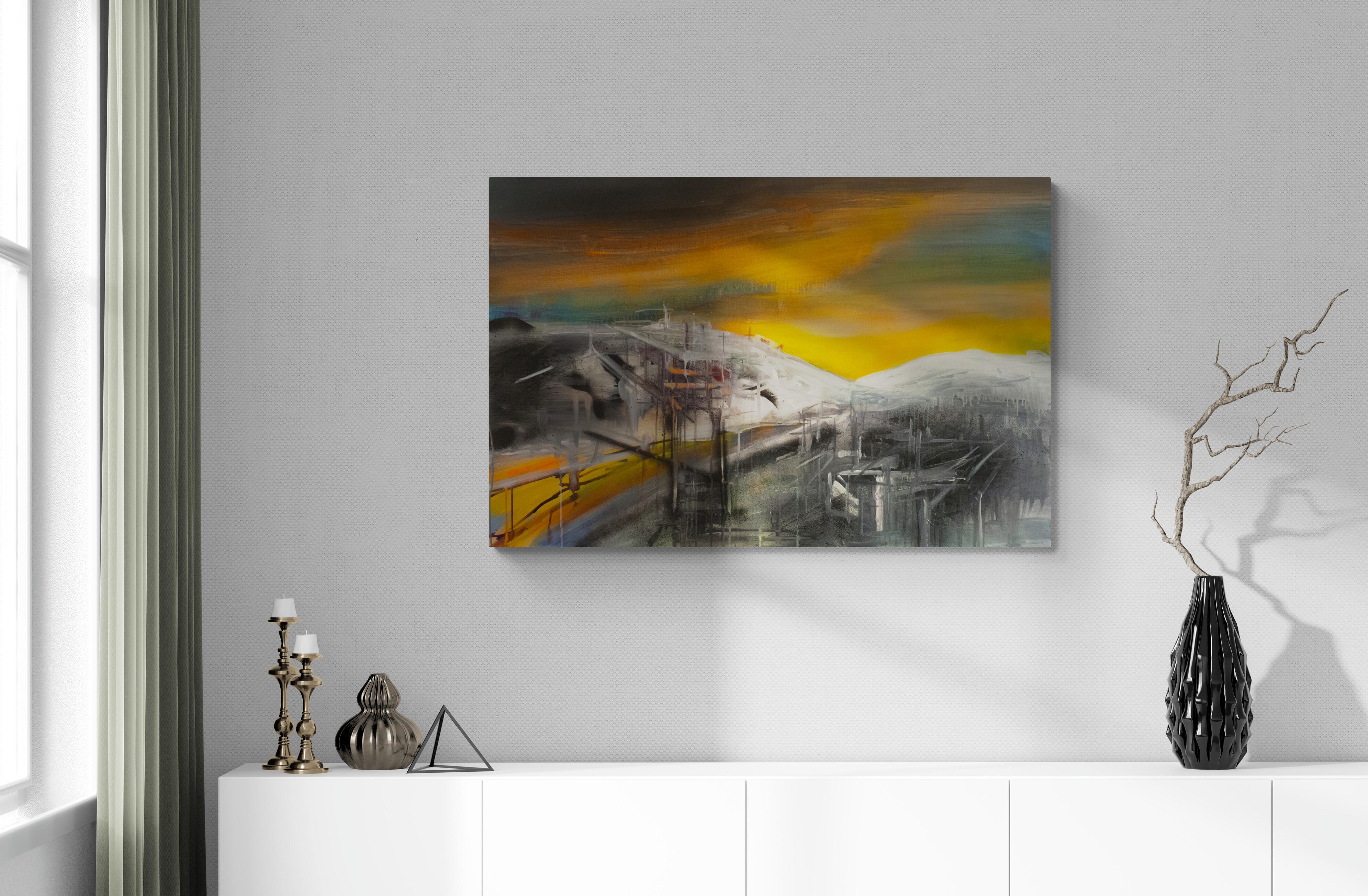 Cercare l'oro  -  Espressionismo, Paesaggio moderno,  Pittura architettonica - Painting di Justyna Pennards-Sycz