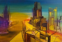 Life Under Construction, Modern Landscape, Architectural Painting, Expressionism