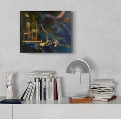 Night Water, Golden Door - Expressionism, Underwater Seascape, Abstract, Magical