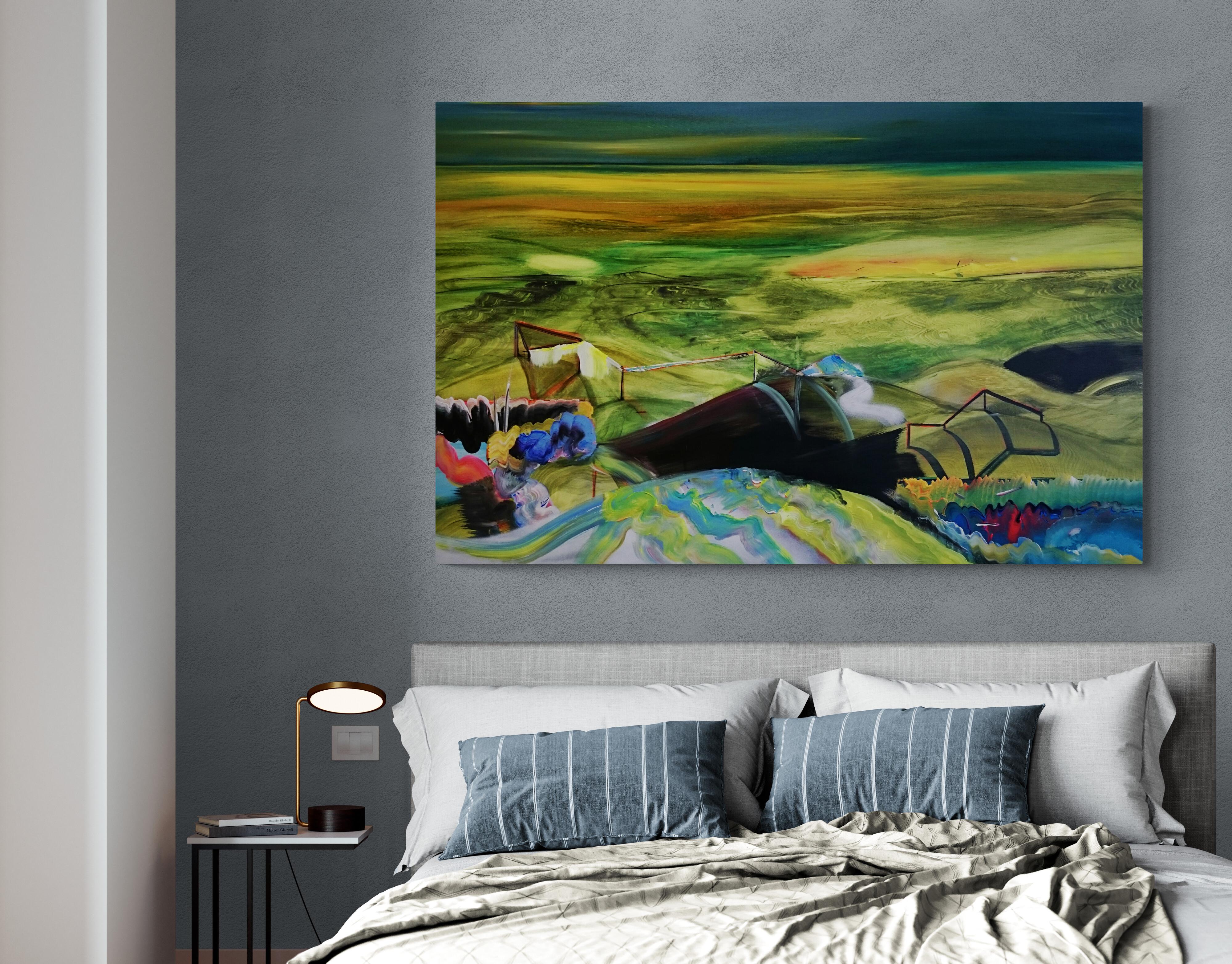 What A Peculiar State We're In... -  Modern, Expressionism, Landscape Painting For Sale 3