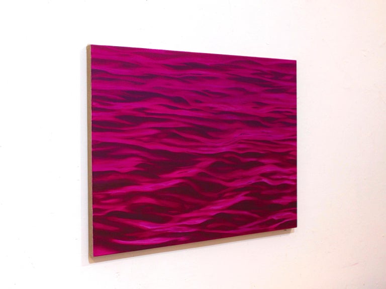 Pink 3  - (Pink Water)  - Modern Landscape, Seascape Painting, Magenta Red, Sea For Sale 1
