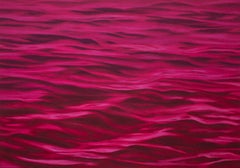 Pink 3  - (Pink Water)  - Modern Landscape, Seascape Painting, Magenta Red, Sea