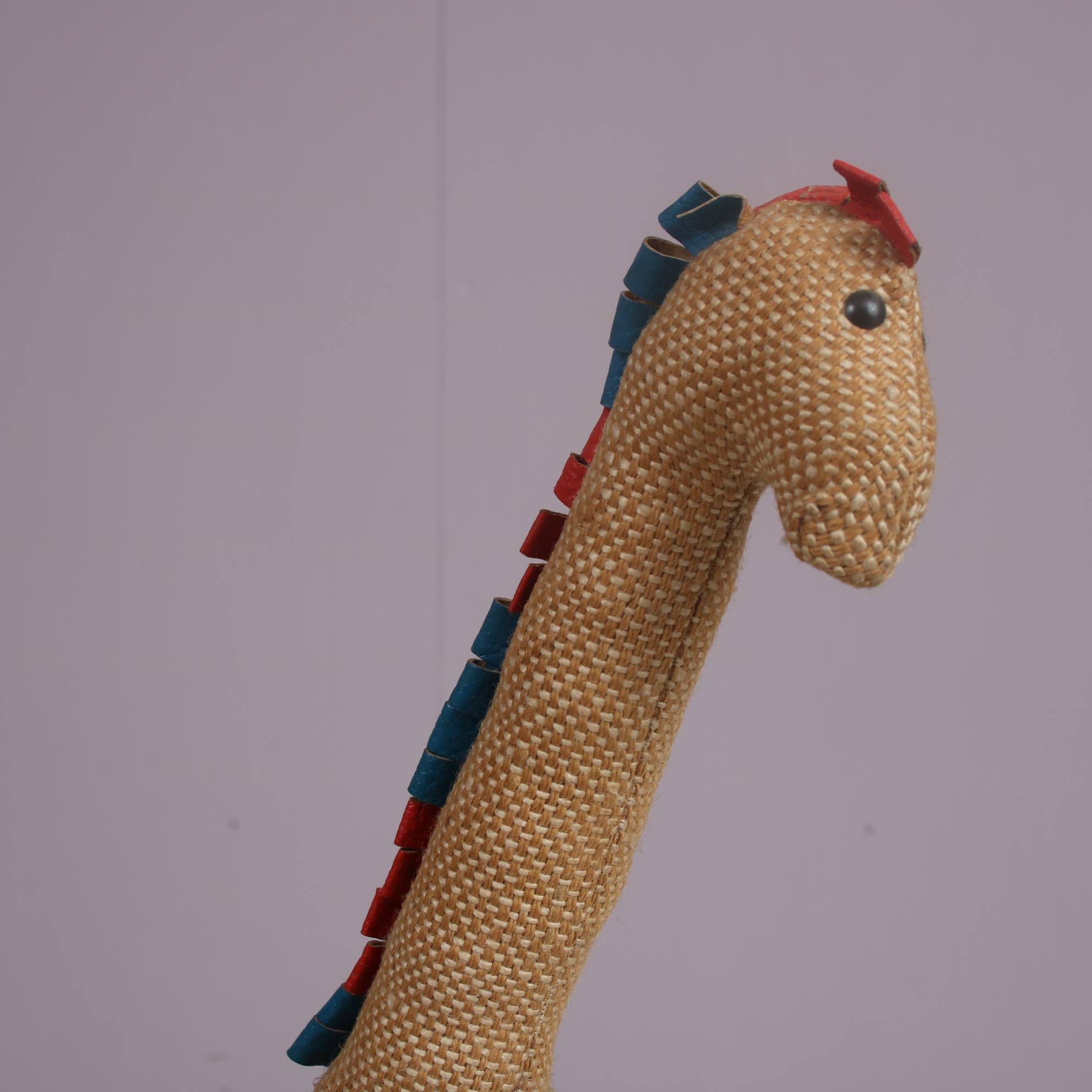 Jute and Leather Giraffe by Renate Müller for H. Josef Leven Kg, Germany 1960 For Sale 6
