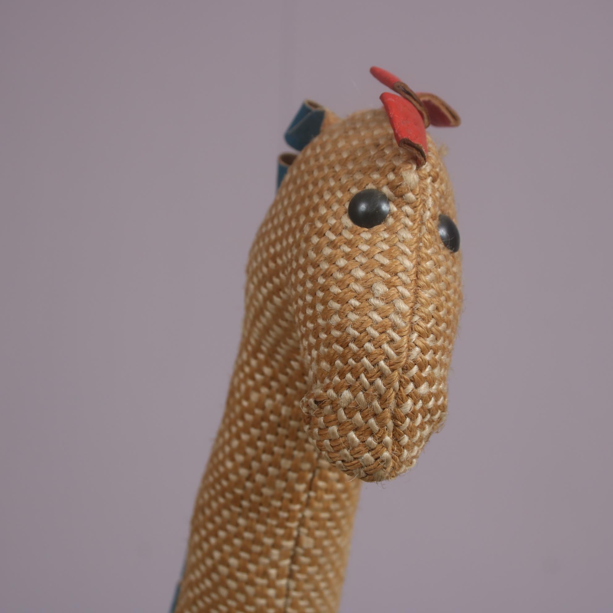 Jute and Leather Giraffe by Renate Müller for H. Josef Leven Kg, Germany 1960 For Sale 7
