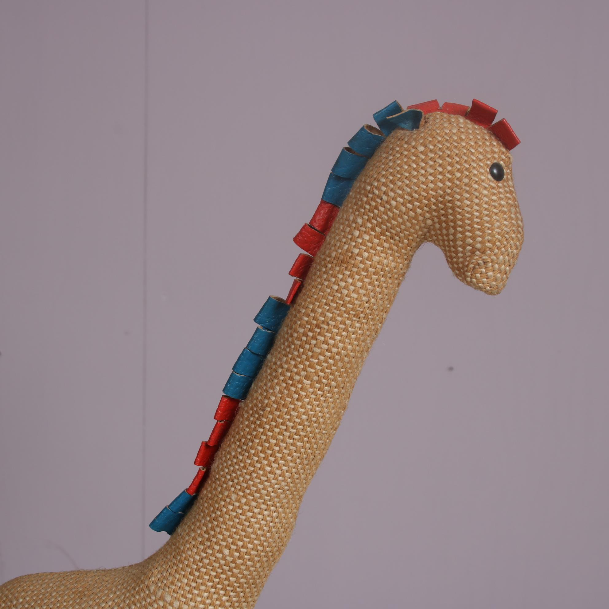 Jute and Leather Giraffe by Renate Müller for H. Josef Leven Kg, Germany 1960 For Sale 3